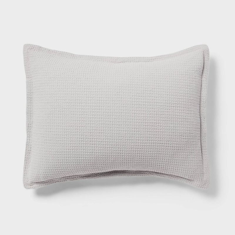 slide 4 of 5, Full/Queen Washed Waffle Weave Comforter and Sham Set Comfort Light Gray - Threshold™: OEKO-TEX Certified, 3-Piece, 1 ct