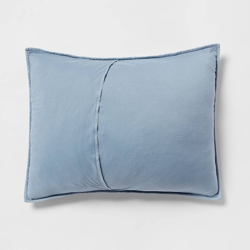 slide 3 of 3, Standard Garment Washed Paisley Stitch Quilt Sham Sky Blue - Threshold™: OEKO-TEX Certified, Microfiber, No Flange, 1 ct