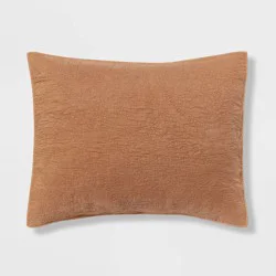 Standard Garment Washed Paisley Stitch Quilt Sham Camel - Threshold™: OEKO-TEX Certified, Microfiber Construction, No Flange