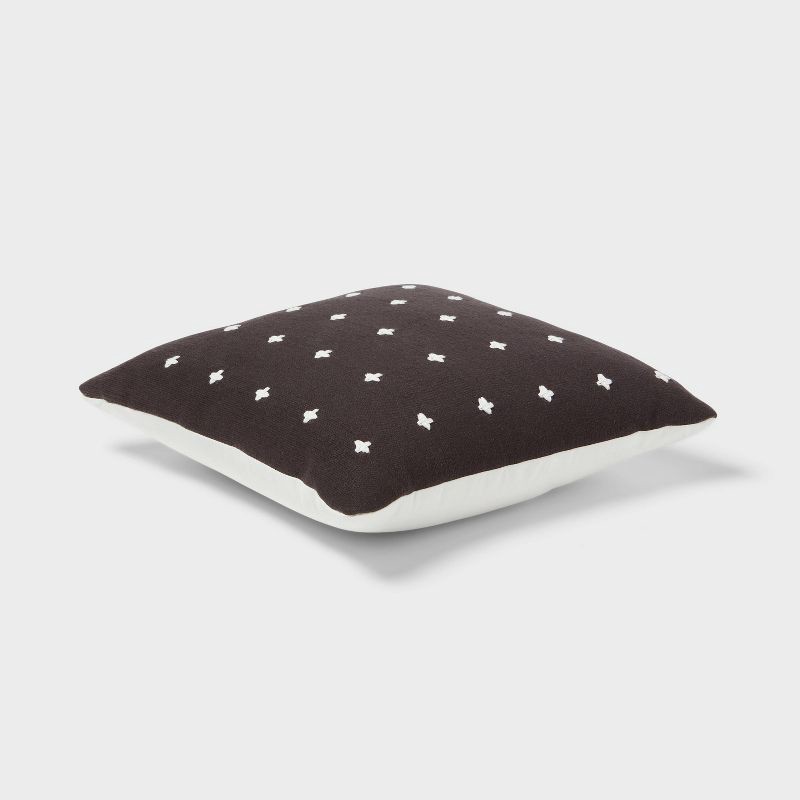 slide 3 of 4, Plus Stitch Square Edge Pillow Black/Ivory - Threshold™: Cotton Dobby Fabric, Indoor Use, Sewn Seam Closure, 1 ct