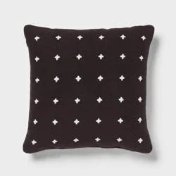 Plus Stitch Square Edge Pillow Black/Ivory - Threshold™: Cotton Dobby Fabric, Indoor Use, Sewn Seam Closure