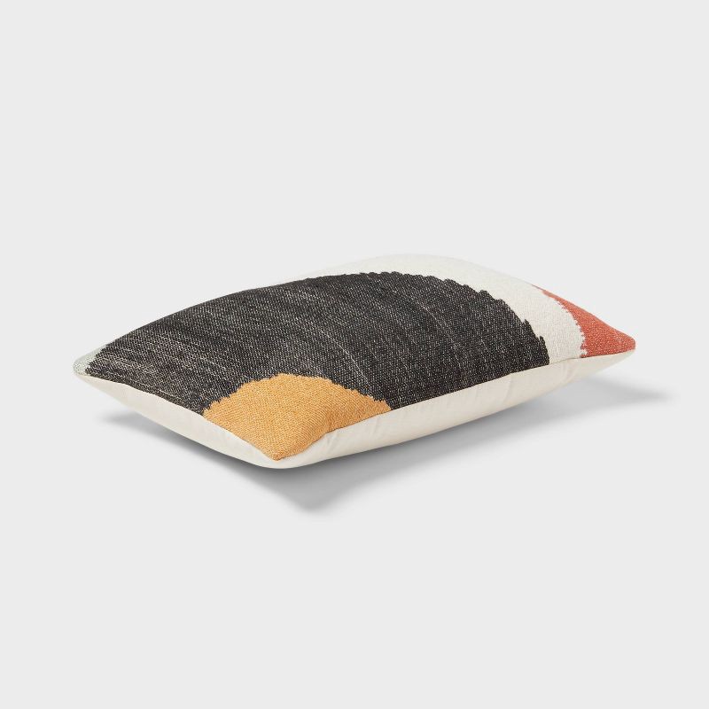 slide 3 of 4, Mod Abstract Woven Colorblock Oblong Dec Pillow Ivory/Green/Gold - Threshold™: Jacquard Rectangle Accent for Indoor Use, 1 ct