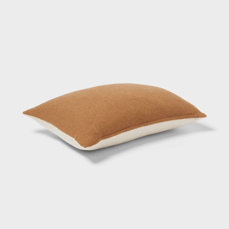 slide 3 of 6, Oblong Boucle Color Blocked Decorative Throw Pillow Light Brown - Threshold™, 1 ct