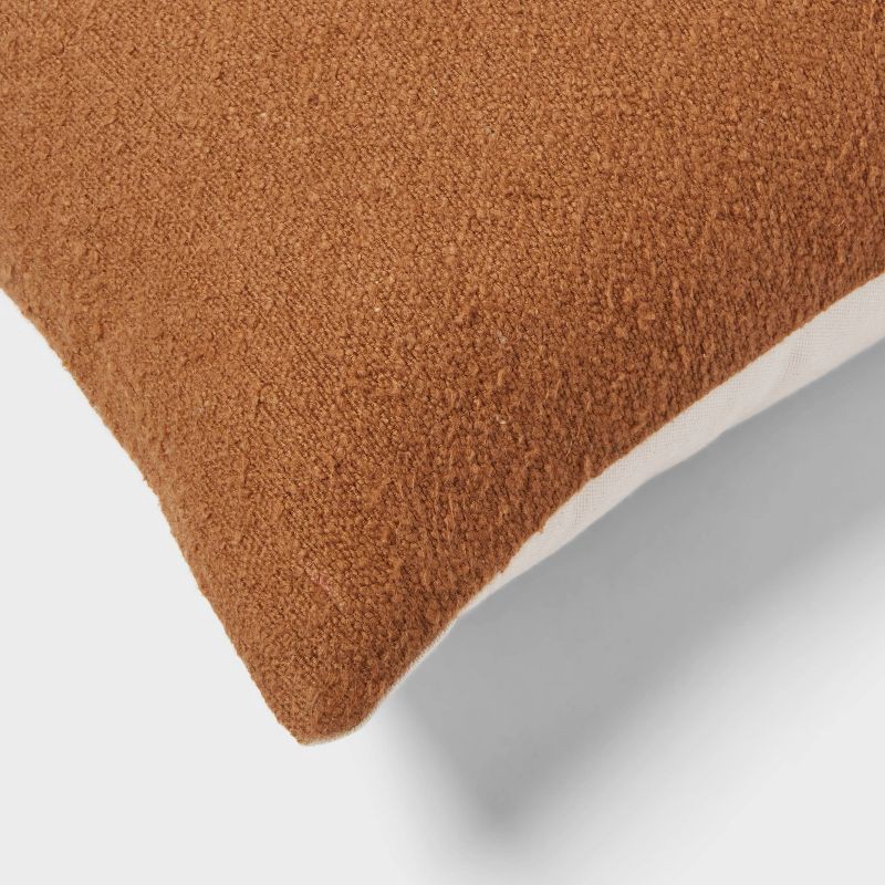 slide 4 of 6, Oblong Boucle Color Blocked Decorative Throw Pillow Light Brown - Threshold™, 1 ct