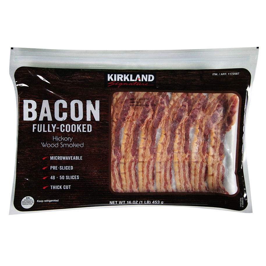 slide 1 of 2, Kirkland Signature Precooked Bacon, 