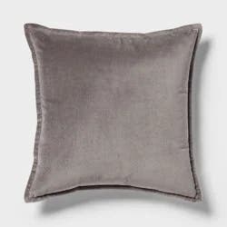 Velvet Reverse Oblong Dec Pillow Dark Gray - Threshold™: Cotton Fabric, Indoor Square Shape, Sewn Seam Closure