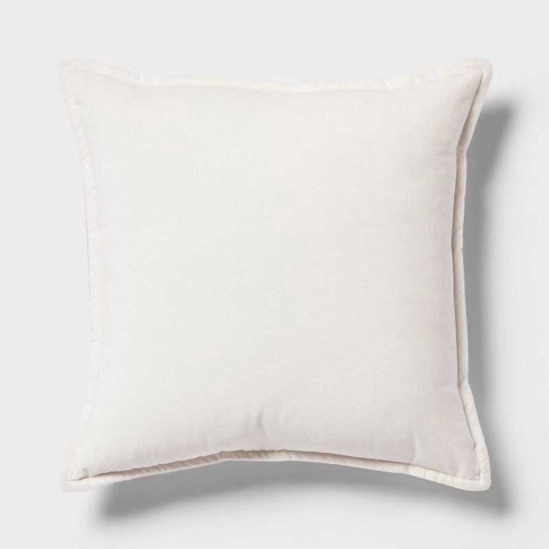 slide 1 of 5, Velvet Reverse Oblong Dec Pillow Ivory - Threshold™: Indoor Cotton Fabric, Polyester Fill, Sewn Seam Closure, 1 ct
