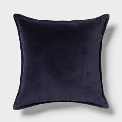 Velvet Reverse Oblong Dec Pillow Navy - Threshold™: Indoor Cotton Fabric, Polyester Filled, Square Shape, Sewn Seam Closure