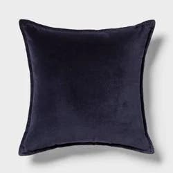 Velvet Reverse Oblong Dec Pillow Navy - Threshold™: Indoor Cotton Fabric, Polyester Filled, Square Shape, Sewn Seam Closure