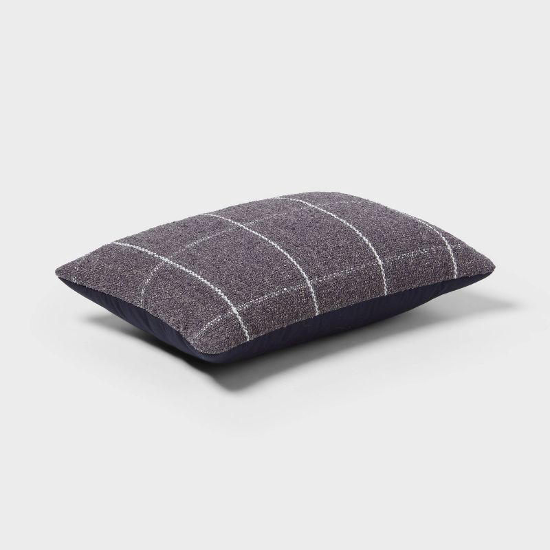 slide 3 of 4, Windowpane Woven Decorative Pillow Oblong Navy Blue - Threshold™: Indoor Rectangle Accent, Polyester-Rayon Blend, 1 ct