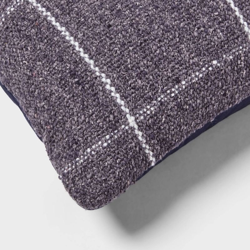 slide 4 of 4, Windowpane Woven Decorative Pillow Oblong Navy Blue - Threshold™: Indoor Rectangle Accent, Polyester-Rayon Blend, 1 ct