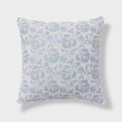 Woven Floral Decorative Pillow Euro Sky Blue - Threshold™: Cotton Fabric, Indoor Square Cushion, OEKO-TEX Certified