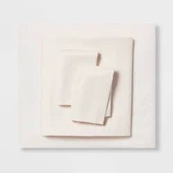 Twin/Twin XL Easy Care Cotton Blend Sateen Sheet Set Ivory - Room Essentials™