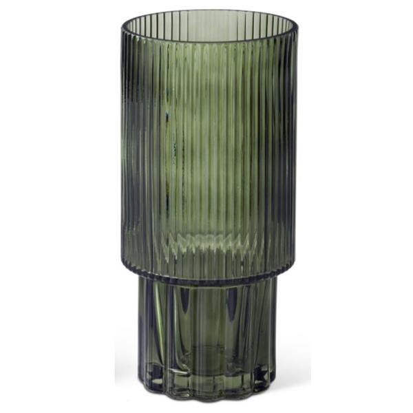 slide 1 of 1, 10" Green Pressed Glass Vase, 10 in