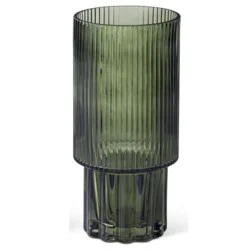 10" Green Pressed Glass Vase