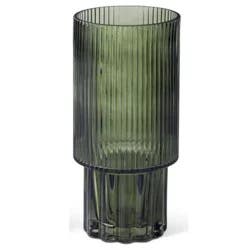 10" Green Pressed Glass Vase