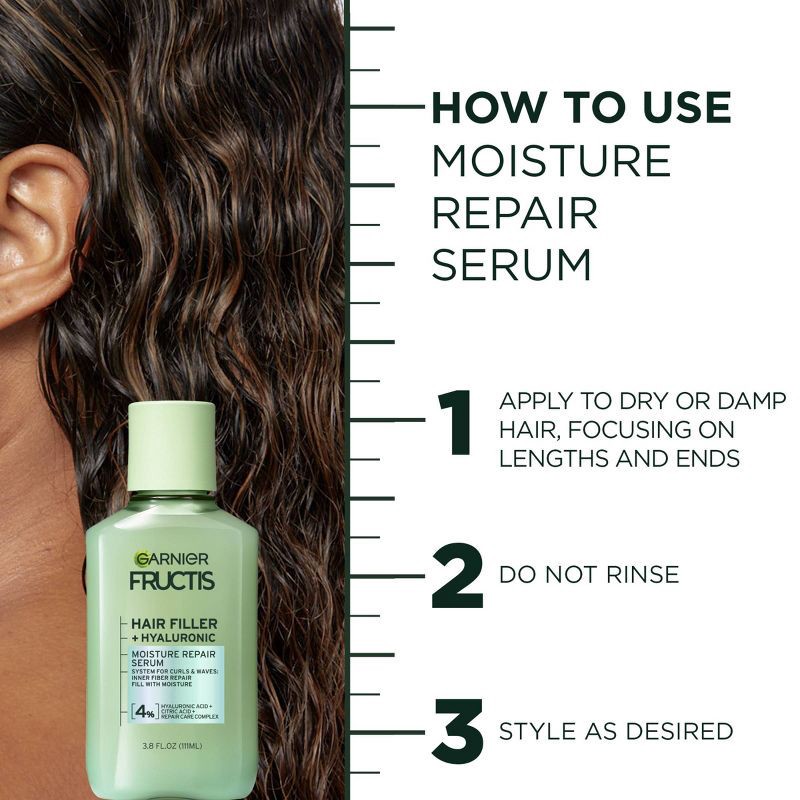 slide 11 of 12, Garnier Fructis Hair Filler Moisture Repair Hair Serum for Curly Hair - 3.75 fl oz, 3.75 fl oz