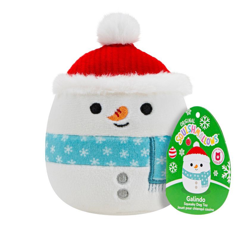slide 4 of 8, Squishmallows 3.5" Galindo The Snowman Single Squeaky Plush Dog Toy, 1 ct