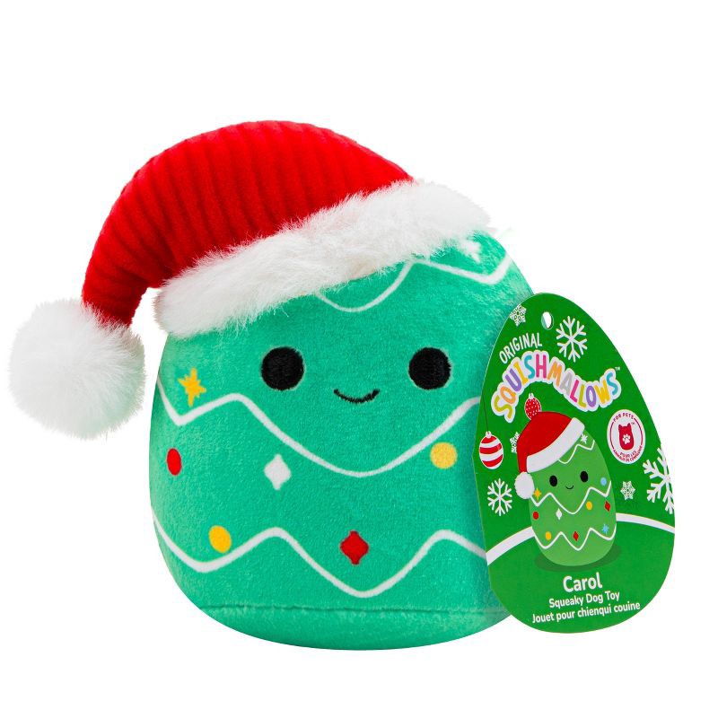 slide 6 of 8, Squishmallows 3.5" Carol The Christmas Tree Single Squeaky Plush Dog Toy, 1 ct