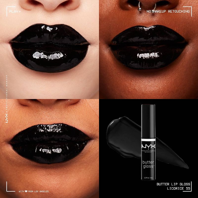 slide 3 of 9, NYX Professional Makeup Butter Lip Gloss - 55 Licorice - 0.27 fl oz, 0.27 fl oz