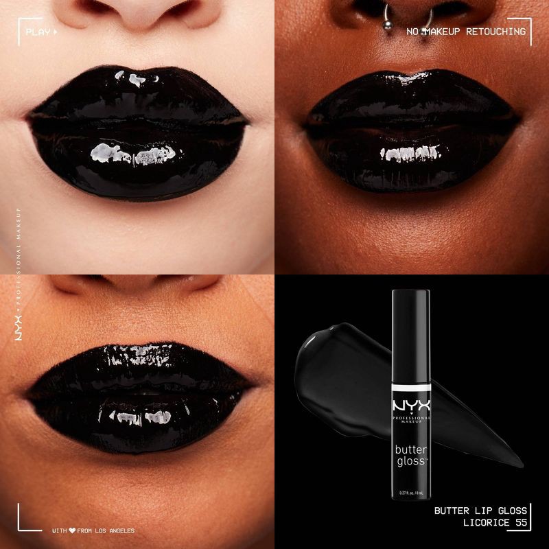 slide 7 of 9, NYX Professional Makeup Butter Lip Gloss - 55 Licorice - 0.27 fl oz, 0.27 fl oz