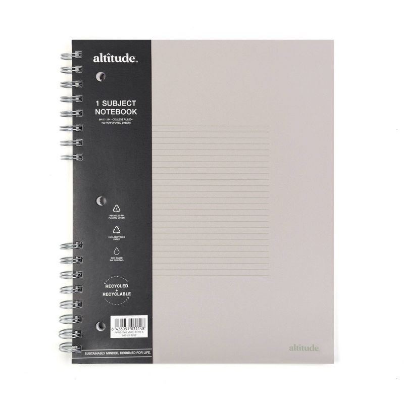 slide 2 of 5, Altitude 100pg 1 Subject College Ruled Notebook 9"x11" Split Wire Warm Gray, 1 ct