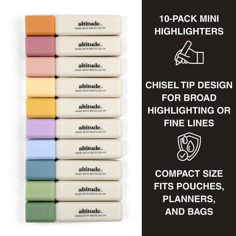 slide 2 of 4, Altitude Supplies 10pk Mini Highlighters - Chisel Tip, Multicolor Ink, 5.0mm Tip, 10 ct