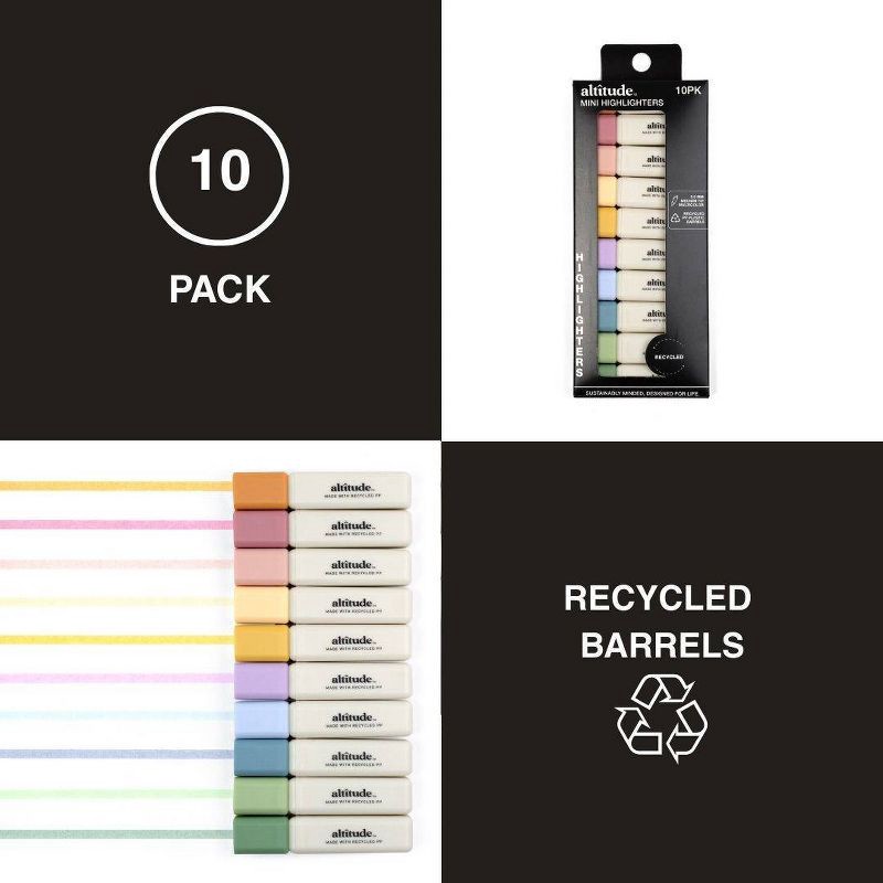 slide 3 of 4, Altitude Supplies 10pk Mini Highlighters - Chisel Tip, Multicolor Ink, 5.0mm Tip, 10 ct