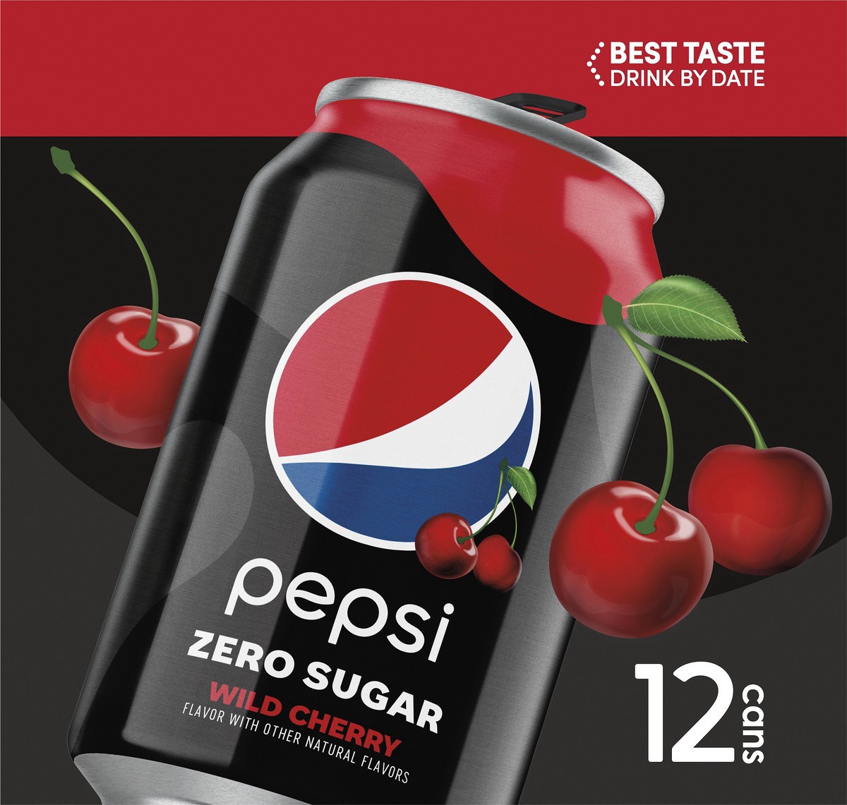 slide 3 of 5, Pepsi Zero Sugar Wild Cherry Soda, 12 ct