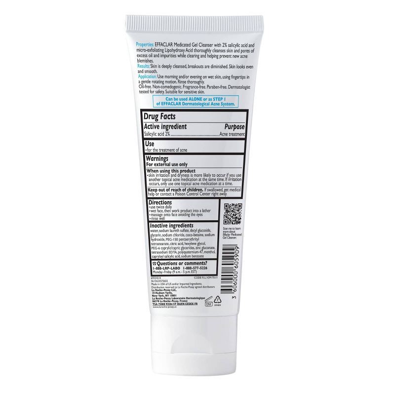 slide 8 of 9, La Roche Posay Effaclar Acne Face Cleanser Medicated Gel Face Cleanser with Salicylic Acid for Acne Prone Skin - 3.4 fl oz, 3.4 fl oz