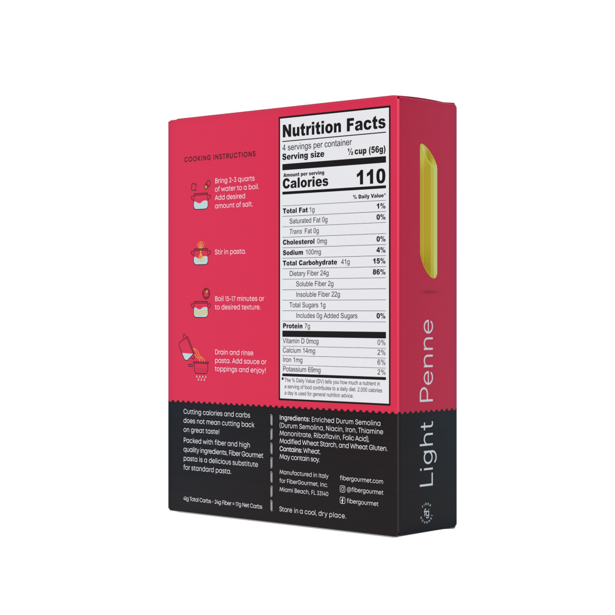 slide 2 of 2, Fiber Gourmet Pasta Light Penne, 8 Oz, 8 oz