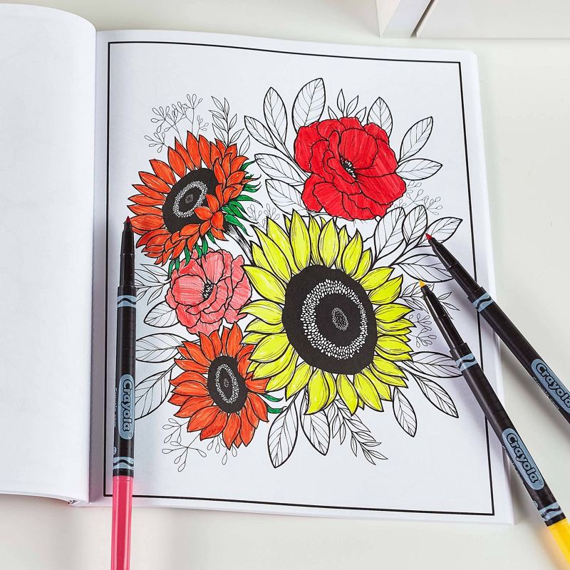 slide 6 of 6, Crayola Flower Coloring Book Florals: 40 Pages for Creative Thinking, Ages 3+, 10" x 8.5" Coloring Books, 1 ct
