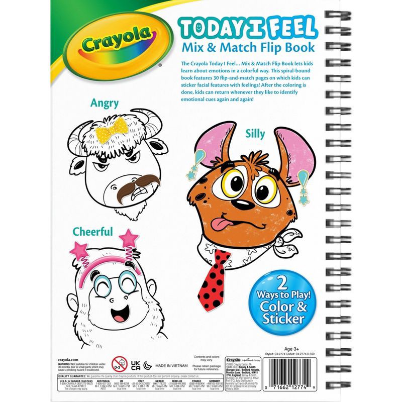 slide 2 of 7, Crayola Today I Feel Mix & Match Flip Book: Flippable Coloring & Sticker Book for Kids, 30 Pages, Activity Pad, 1 ct