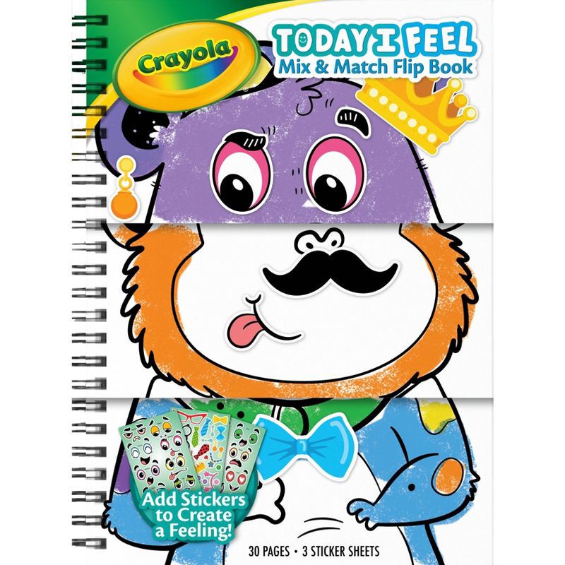 slide 1 of 7, Crayola Today I Feel Mix & Match Flip Book: Flippable Coloring & Sticker Book for Kids, 30 Pages, Activity Pad, 1 ct