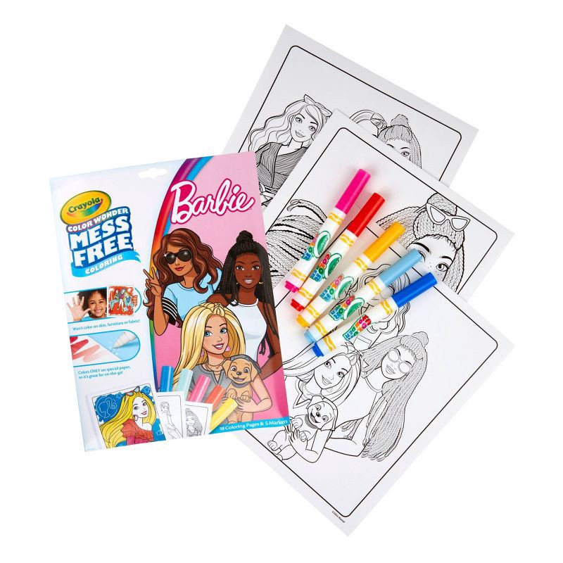 slide 3 of 6, Crayola Color Wonder Barbie Foldalope: Mess Free Coloring Book for Kids, Includes Outline Drawings & Markers, Ages 3+, 1 ct