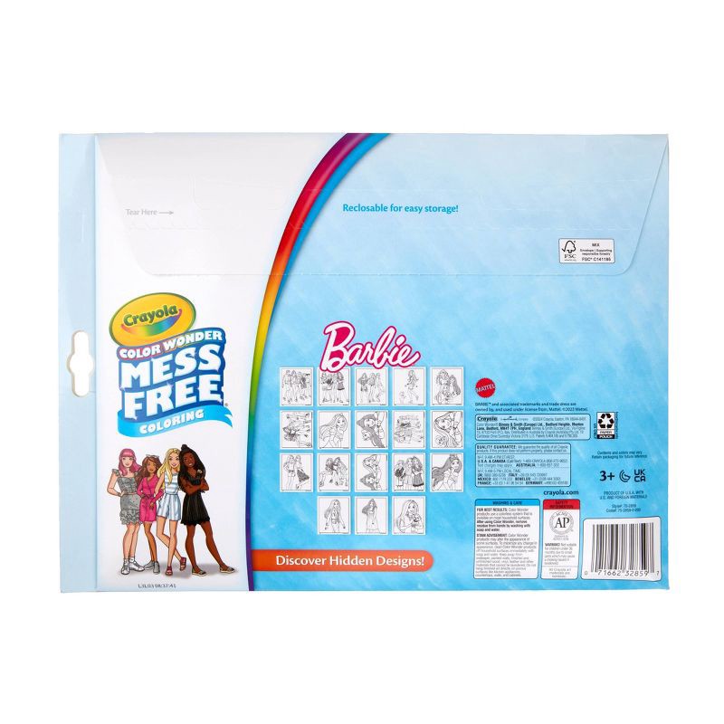 slide 6 of 6, Crayola Color Wonder Barbie Foldalope: Mess Free Coloring Book for Kids, Includes Outline Drawings & Markers, Ages 3+, 1 ct