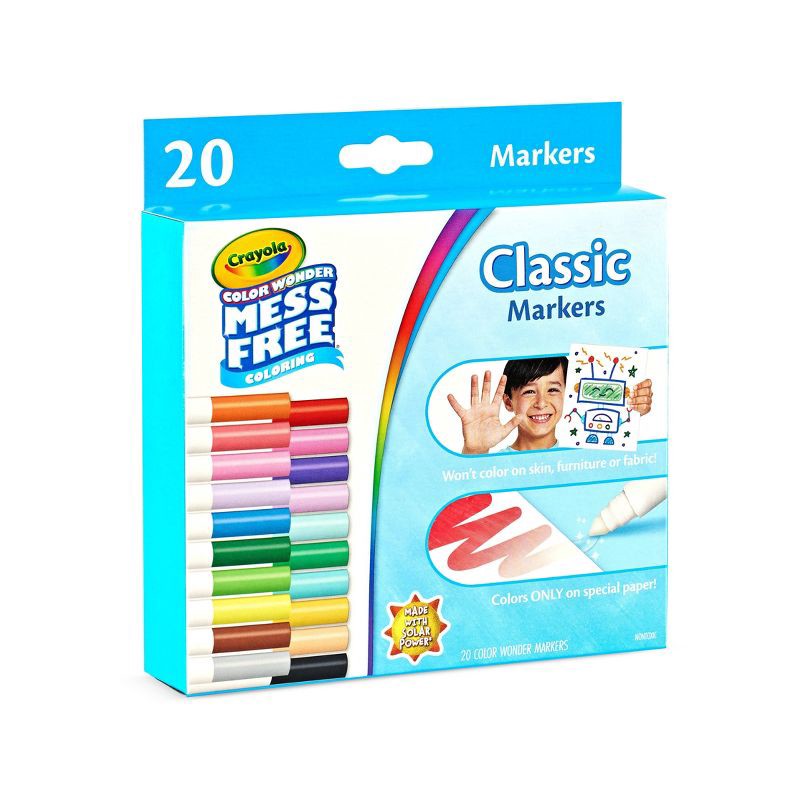 slide 2 of 9, Crayola 20ct Color Wonder Broadline Markers,Mess-Free, Non-Toxic, Creative Thinking, 20 Markers, Ages 3+, 20 ct