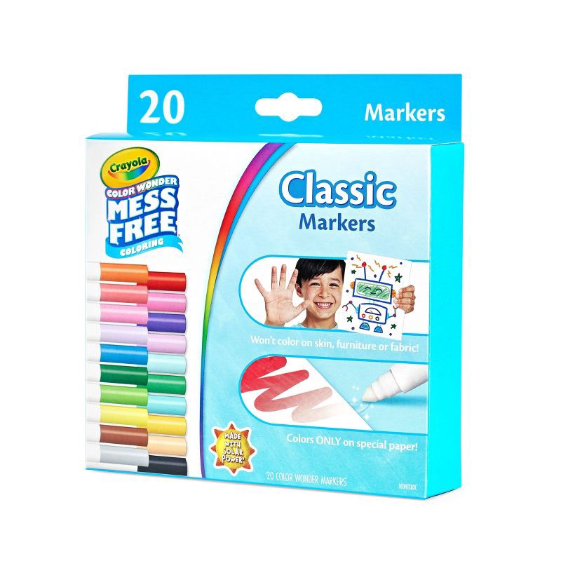 slide 5 of 9, Crayola 20ct Color Wonder Broadline Markers,Mess-Free, Non-Toxic, Creative Thinking, 20 Markers, Ages 3+, 20 ct