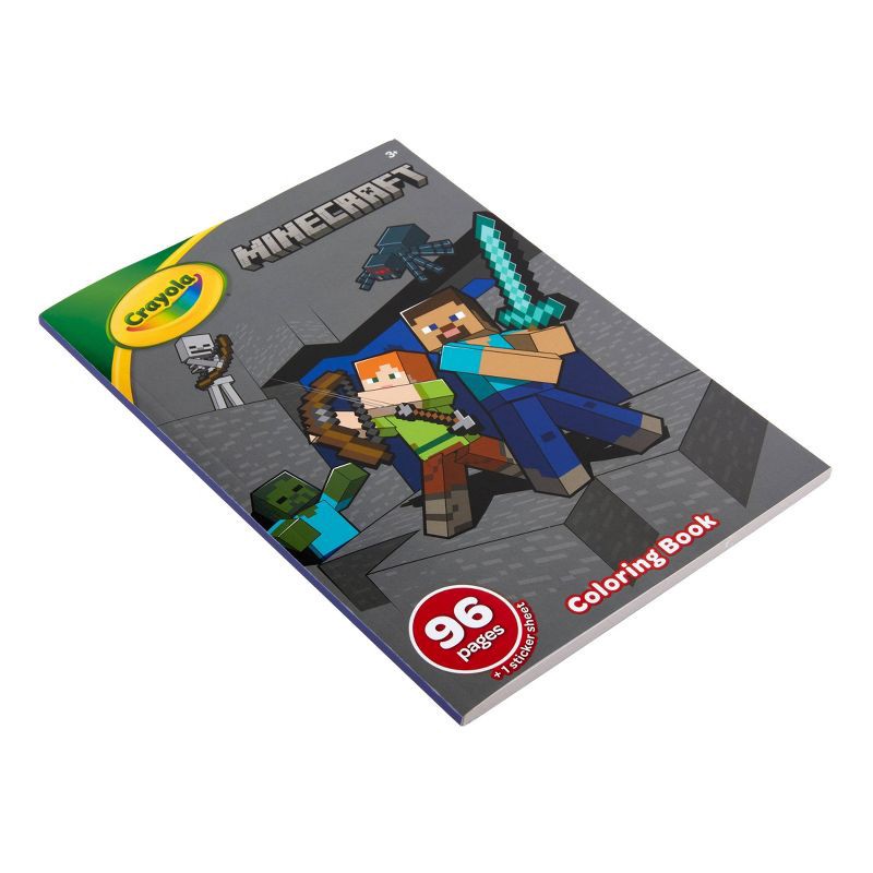 slide 3 of 8, Crayola 96pg Minecraft Coloring Book with Sticker Sheet, 1 ct