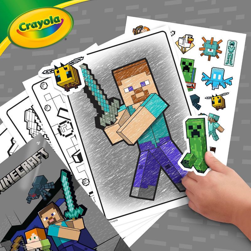 slide 5 of 8, Crayola 96pg Minecraft Coloring Book with Sticker Sheet, 1 ct