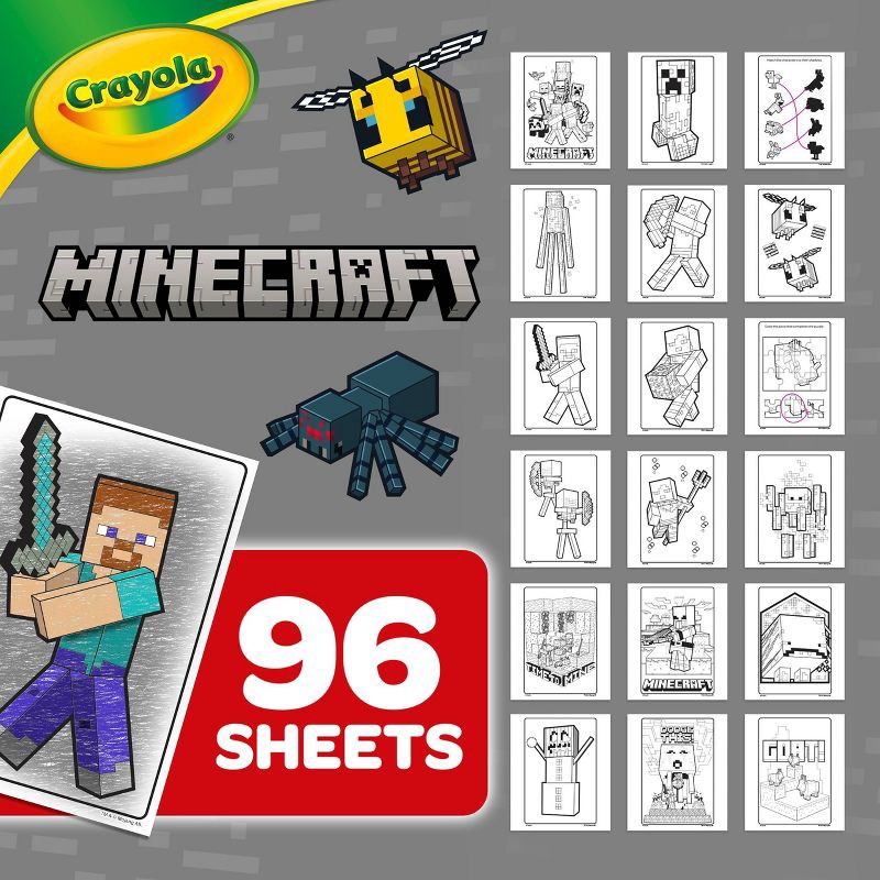 slide 7 of 8, Crayola 96pg Minecraft Coloring Book with Sticker Sheet, 1 ct