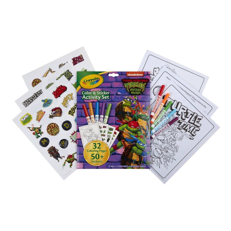 slide 3 of 6, Crayola TMNT Color & Sticker Activity Set: Includes Coloring Sheets, Stickers, Markers, 32 Pages, Ages 3+, 1 ct