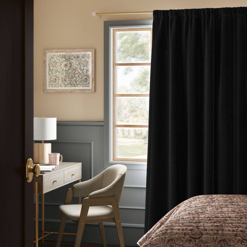 slide 2 of 6, 50"x63" Blackout Henna Window Curtain Panel Black - Threshold™: UV Protection, Solid Sateen, OEKO-TEX Certified, 1 ct