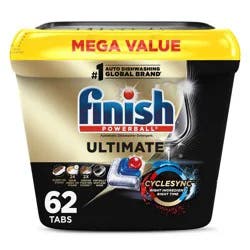 Finish Ultimate Dishwasher Detergent Tabs with CycleSync Technology - 62ct