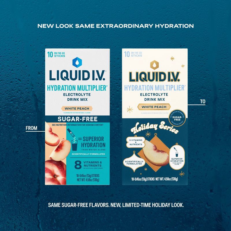 slide 3 of 7, Liquid I.V. Sugar Free Hydration Multiplier Vegan Powder Electrolyte Supplements - White Peach - 0.45oz/10ct, 0.45 oz, 10 ct