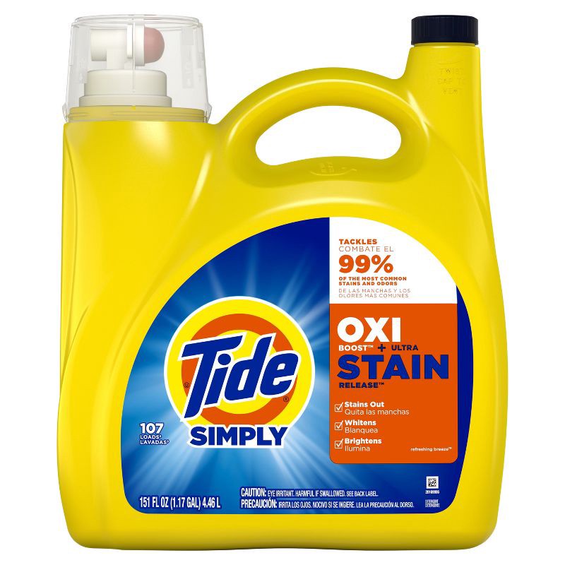 slide 9 of 10, Tide Simply Oxi Liquid Laundry Detergent - 151 fl oz, 151 fl oz