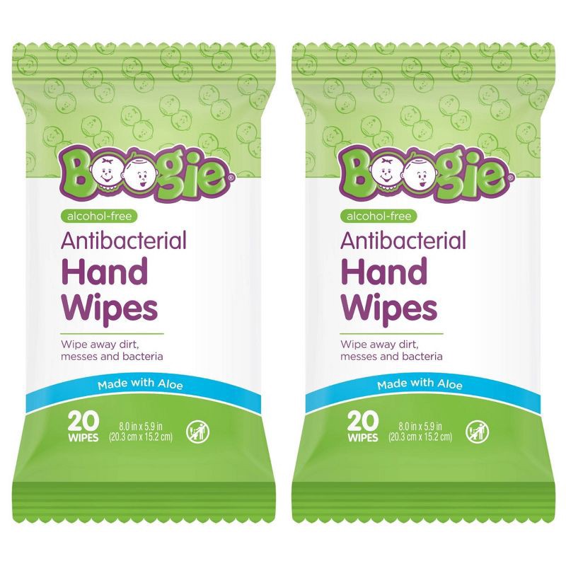 slide 2 of 8, Boogie Wipes Antibacterial Alcohol Free & Hypoallergenic Hand Wipes for Kids and Adults - 40ct/2pk, 40 ct, 2 ct