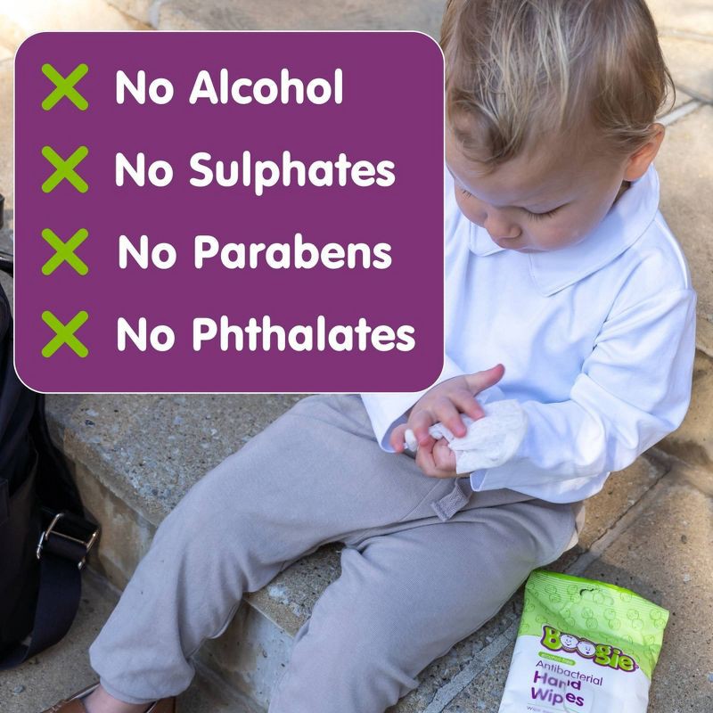 slide 4 of 8, Boogie Wipes Antibacterial Alcohol Free & Hypoallergenic Hand Wipes for Kids and Adults - 40ct/2pk, 40 ct, 2 ct