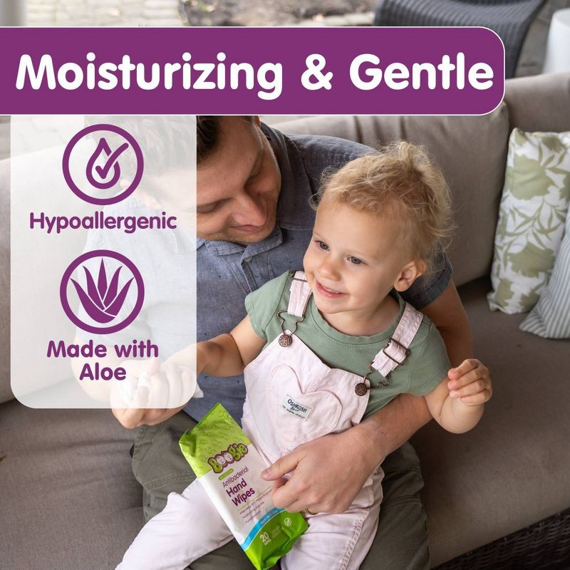 slide 5 of 8, Boogie Wipes Antibacterial Alcohol Free & Hypoallergenic Hand Wipes for Kids and Adults - 40ct/2pk, 40 ct, 2 ct