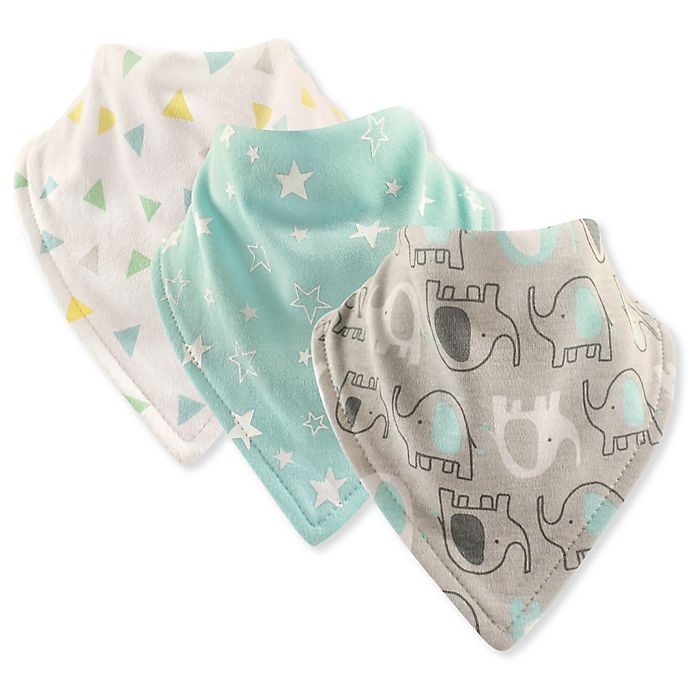 slide 1 of 1, Luvable Friends Elephant Bandana Bibs - Grey, 3 ct